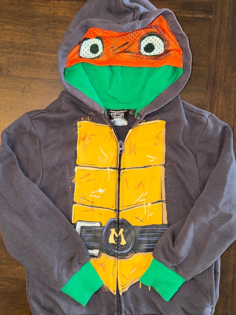 Teenage Mutant Ninja Turtles Boy Hoodie Jacket TMNT Michelangelo Size 6/7